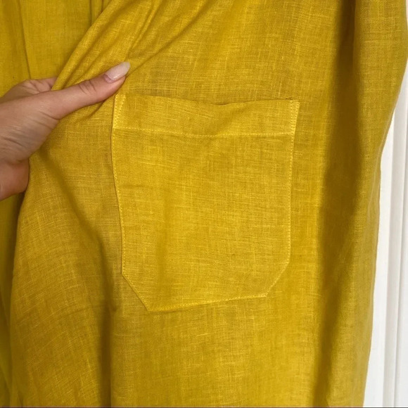 NWOT Banana Blue Aliana Linen Mustard Yellow Pants - Picture 9 of 12
